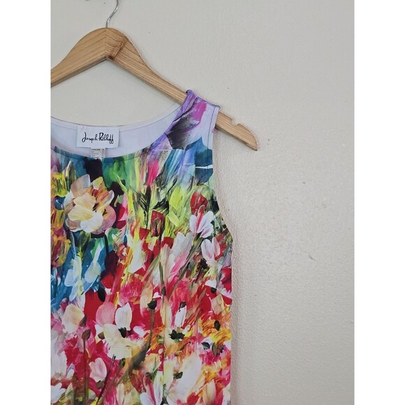 Joseph Ribkoff Floral Sheath Dress Womens 10 Multicolor Sleeveless Painterly - Picture 2 of 10